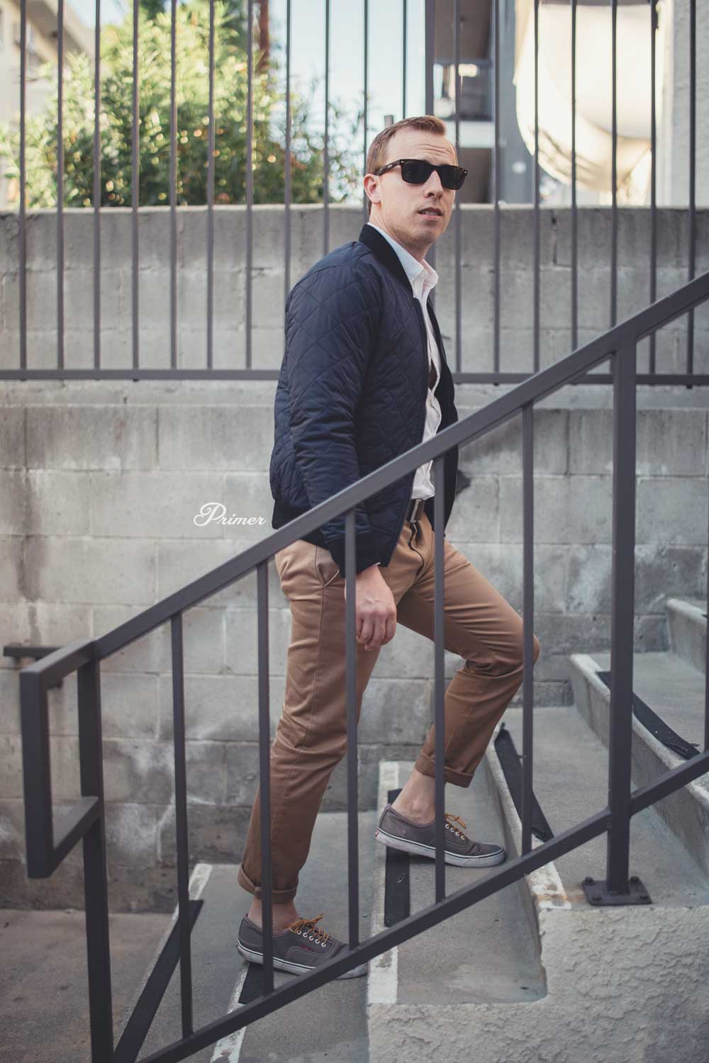 Mens spring style casual chinos quilted bomber