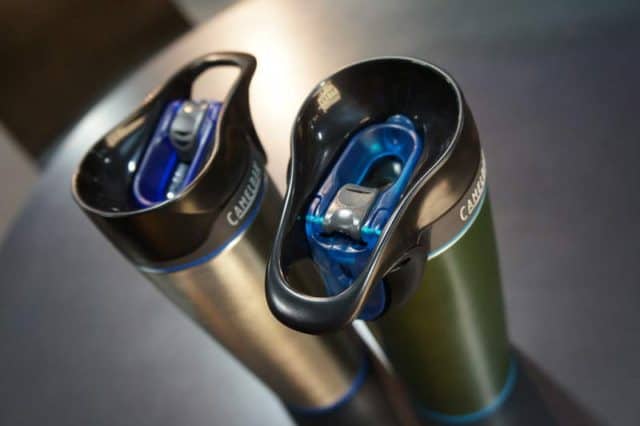 Camelbak Forge insulated travel mug with one handed opening apparatus
