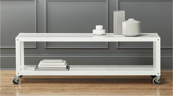 white rolling tv stand or coffee table, $169