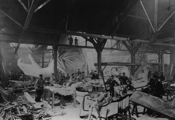 Vintage photo of the The Statue of Liberty under construction