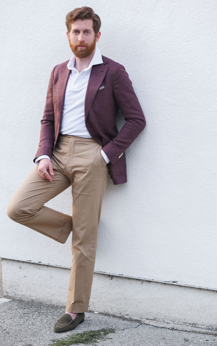 polo with blazer chinos loafers tanner guzy