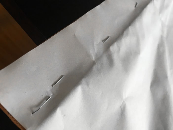 Back of map with staples