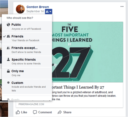 Image showing how to control who sees what on your facebook profile