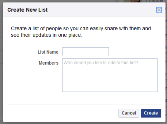 Image showing facebook list creation tool for privacy