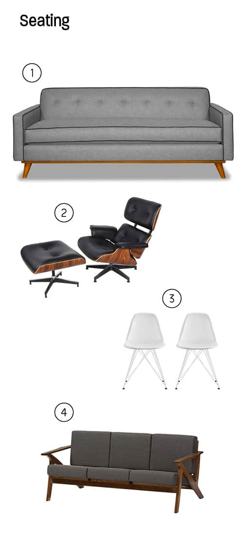 affordable mid century seating