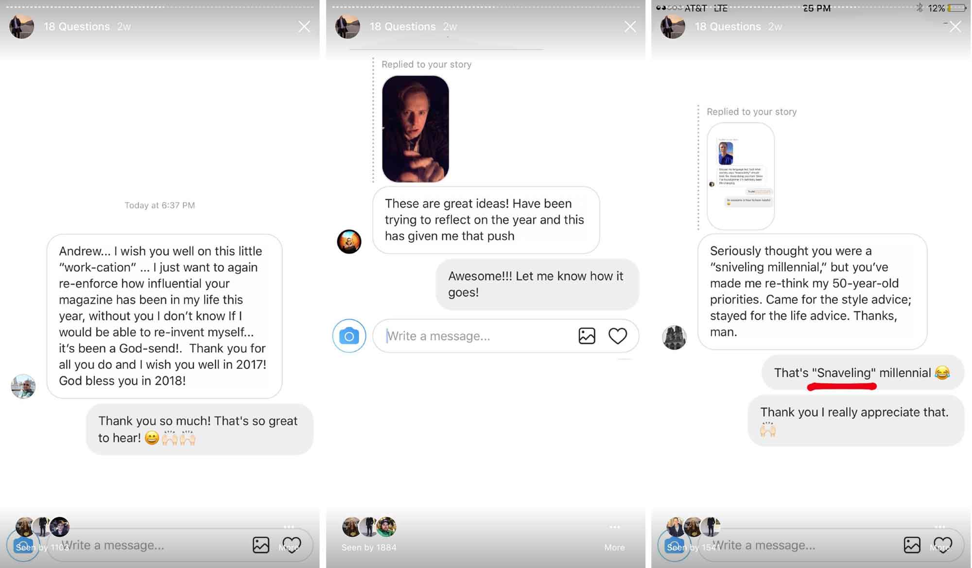 Screenshots of text messages