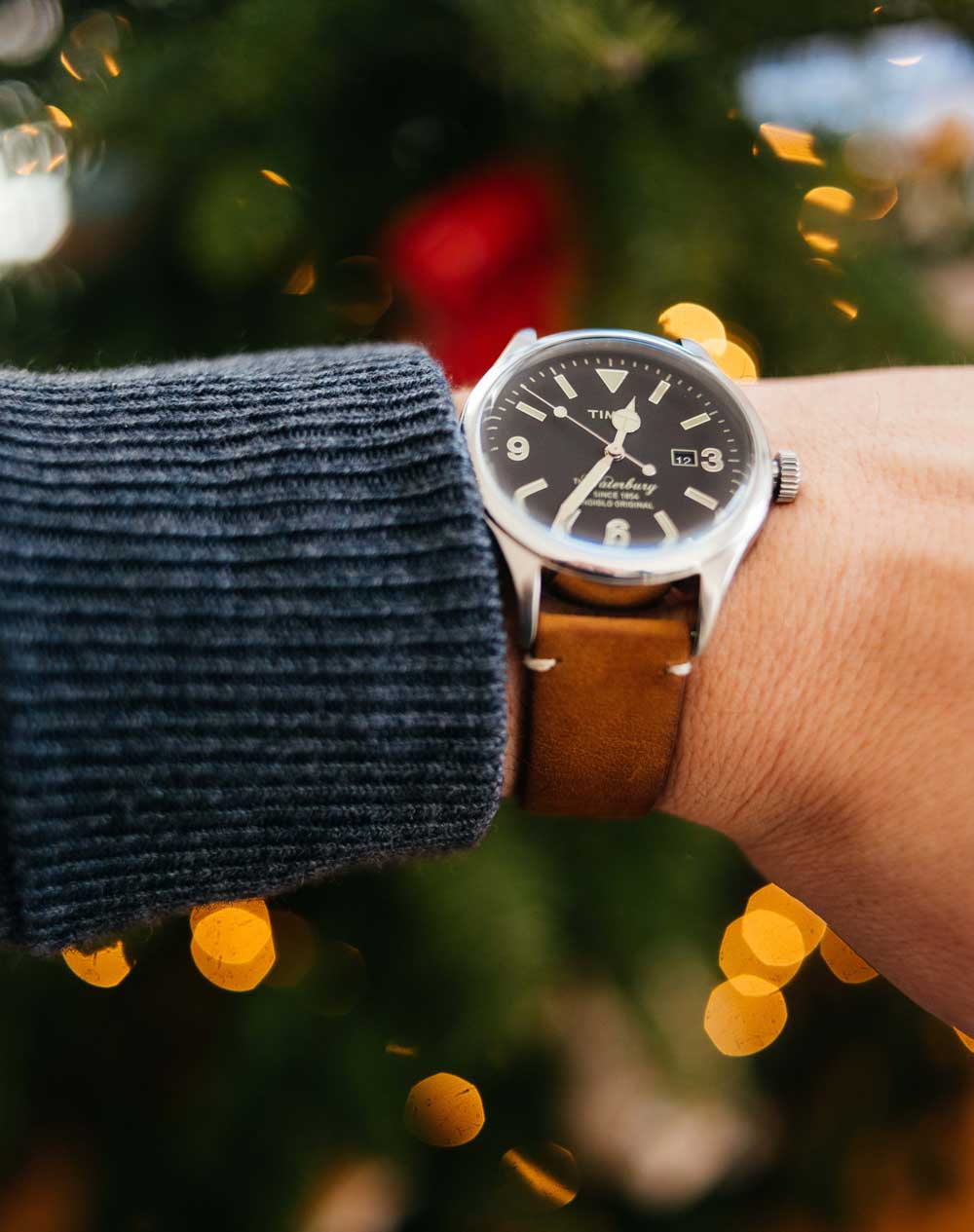 timex waterbury leather strap