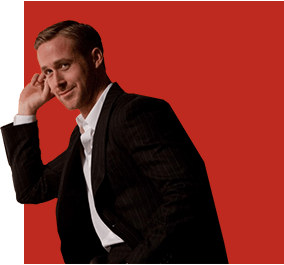 man Ryan Gosling wearing a suit and tie