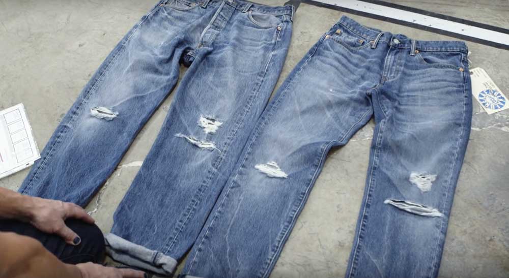 laser distressing jeans levis