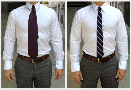 Image of men's neckties wide tie vs skinny tie