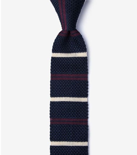 Blue white and purple knit tie