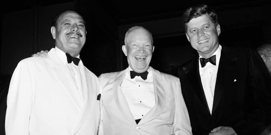 Picture of JFK and Don Rickles wearing tuxedos