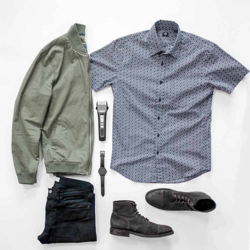 casual spring men fashion flatlay