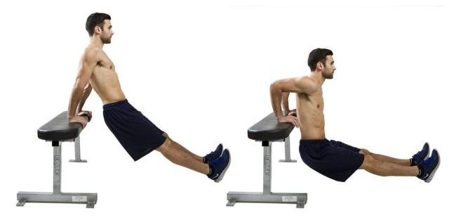 Image of man doing bench dip exercise