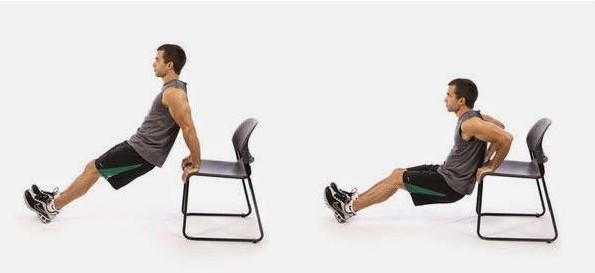 Image of man doing chair dip exercise