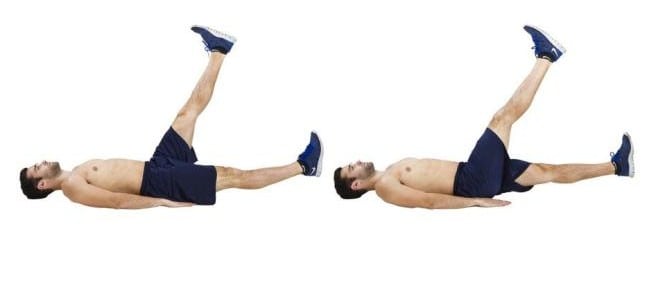 Image of man doing scissor kick exercise