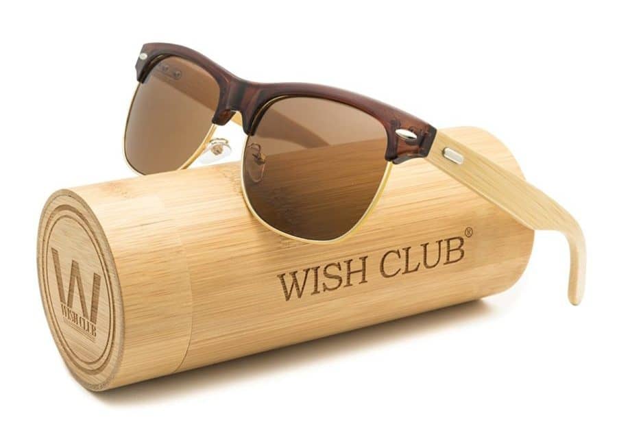 Image of Wish Club wood clubmaster sunglasses for men