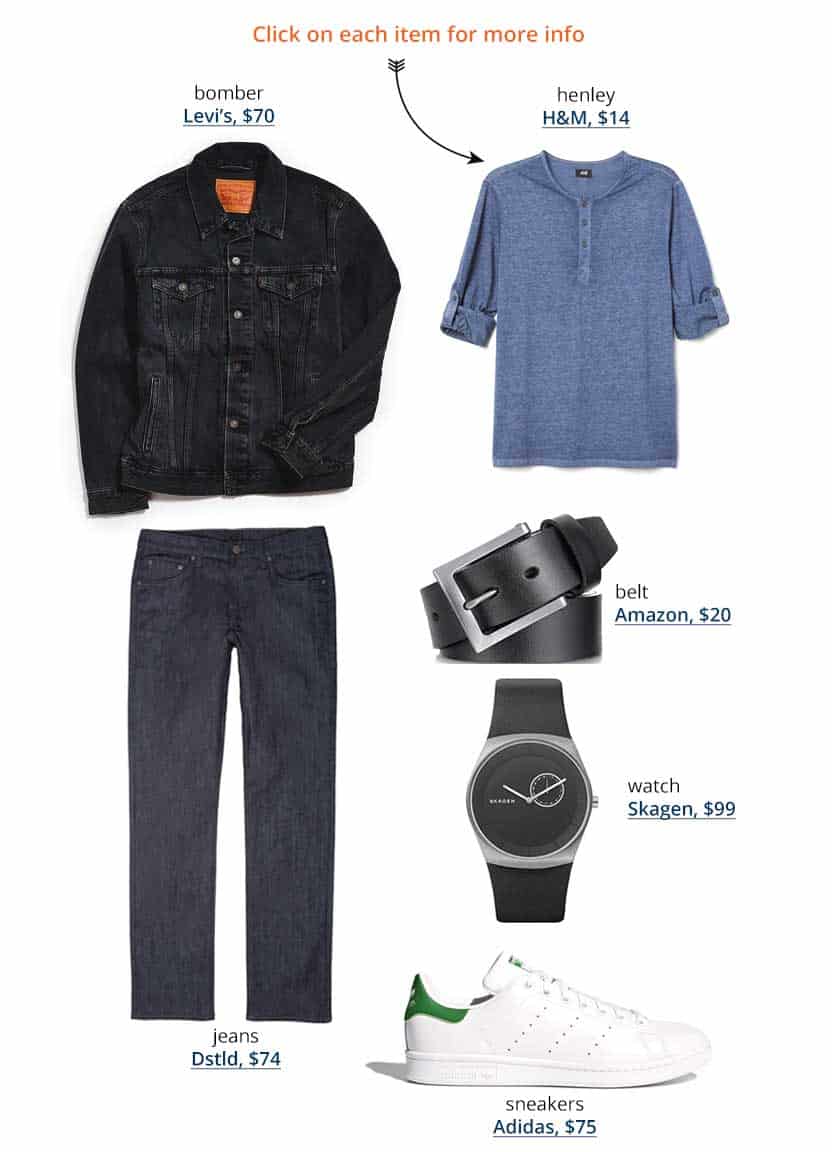 summer outfit trucker jacket henley stan smith