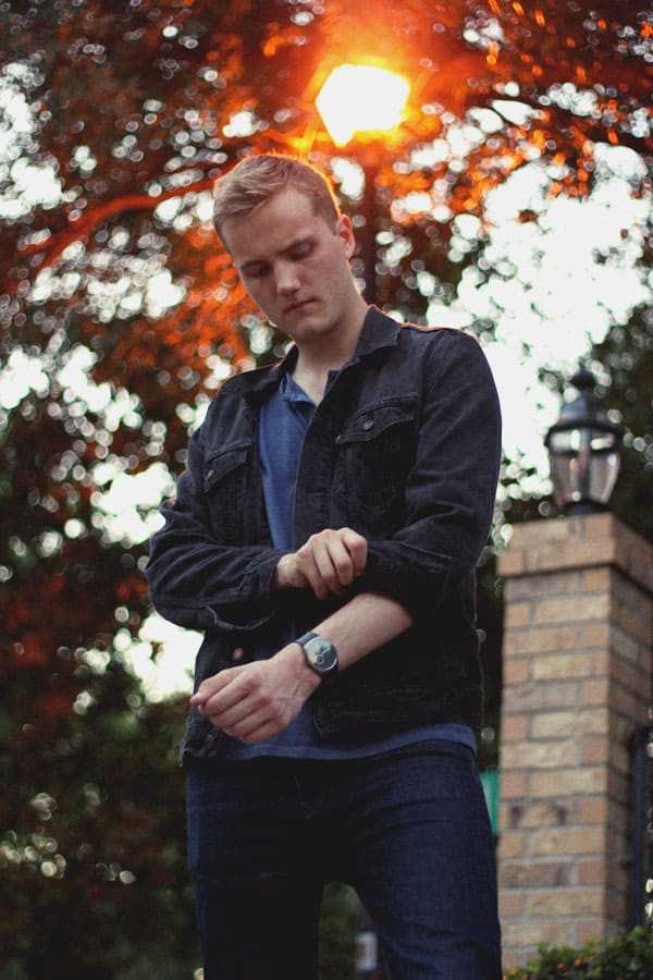 black denim jacket blue henley