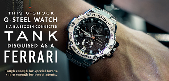 This G-SHOCK G-STEEL Watch is a Bluetooth Connected Tank Disguised as a Ferrari