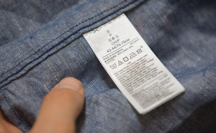 laundry care tag