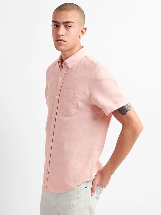 linen cotton short sleeve shirt