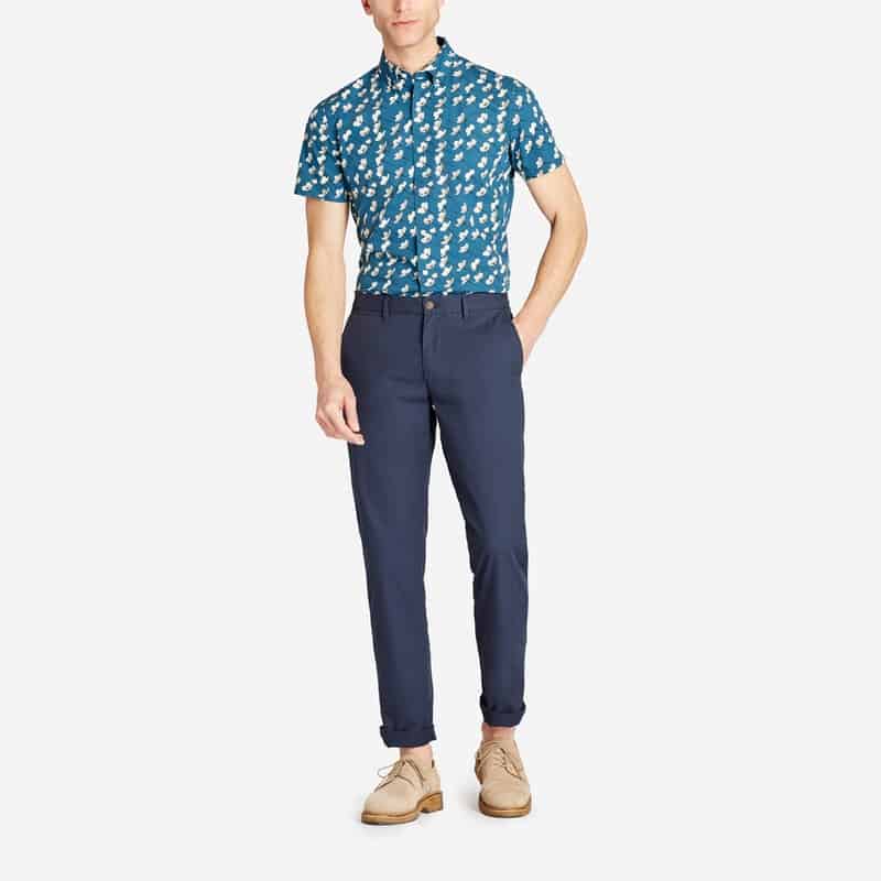 A close up of a person wearing bonobos pants