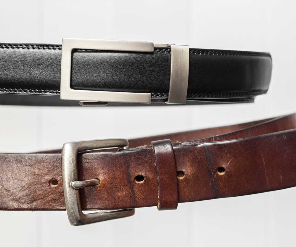 Full grain leather Anson Belt & Buckle versus a traditional belt