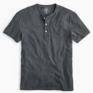 Image of Garment dyed slub cotton short sleeve henley