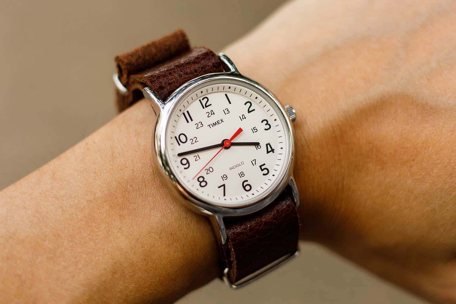 Timex Weekender Brown Leather Strap