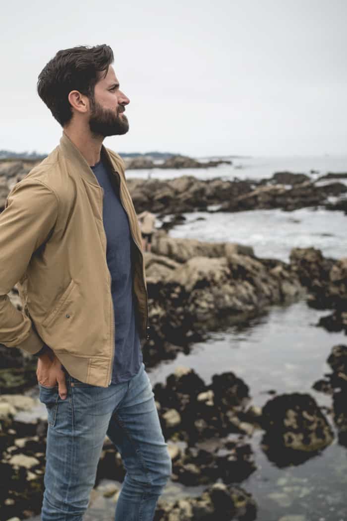 men khaki jacket style inspiration beard