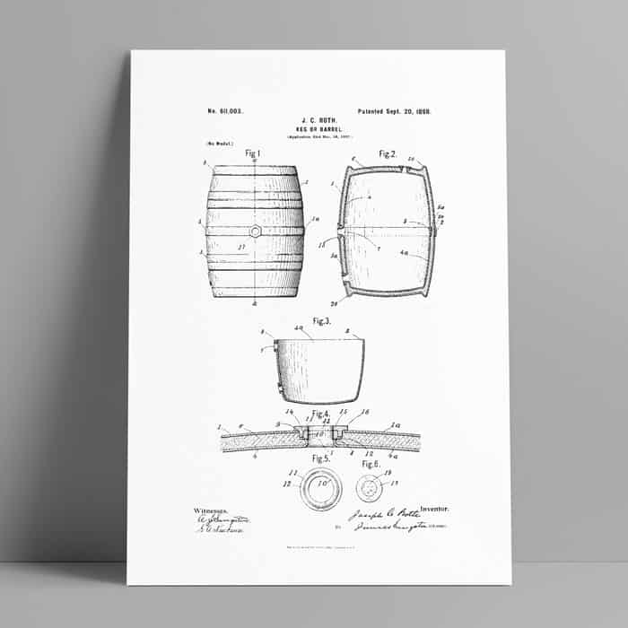 whiskey wine barrel patent art download