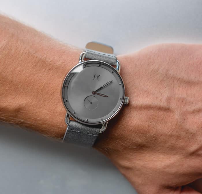 mvmt gotham watch gray on gray leather watch