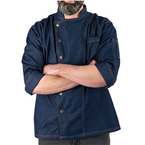 A man in a blue shirt