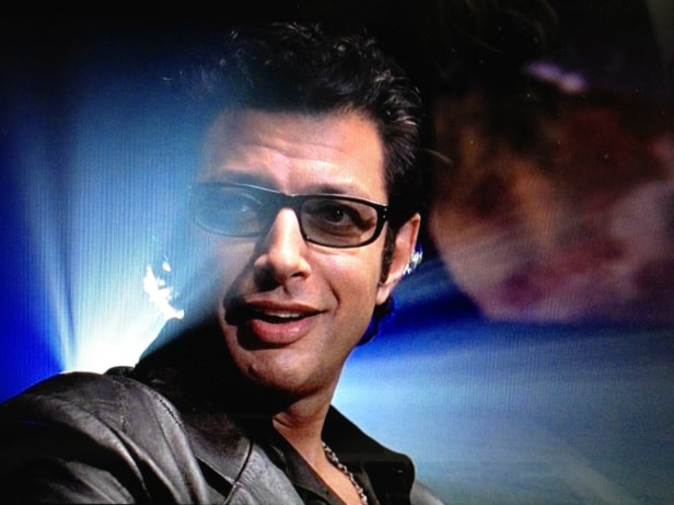 Jeff Goldblum wearing glasses, as Ian Malcolm