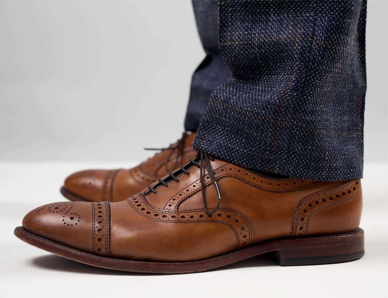 A pair of leather shoes on the floor