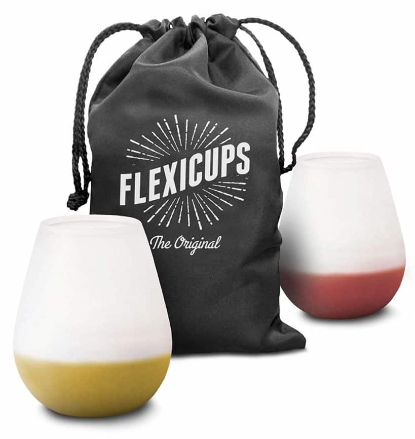 Image of Flexicups Silicone Camping Wine Glasses 12 Oz Set of 2 Shatterproof and Lightweight with Handy Carry Bag Perfect Cups for Picnics and Outdoor Parties