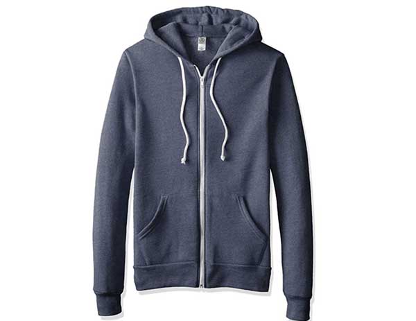 blue hoodie white zipper