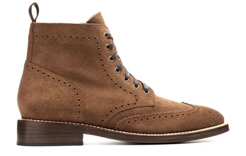 A pair of suede wingtip boos