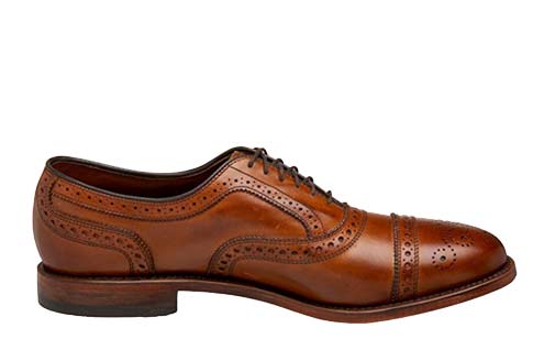 A brown leather shoe