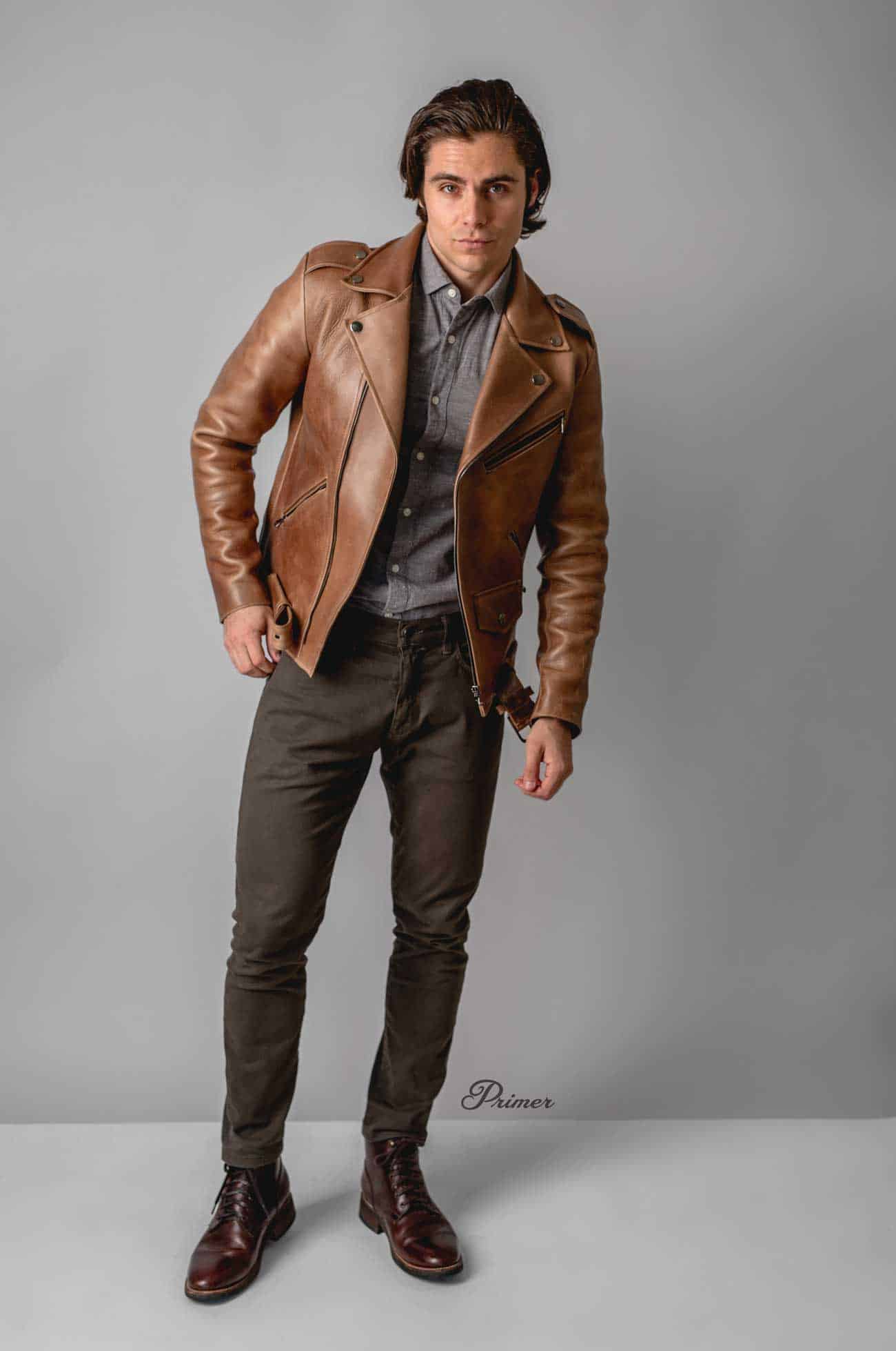 men outfit ideas leather jacket