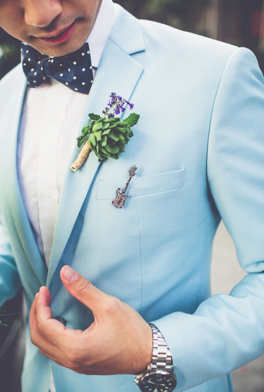 light blue wedding suit