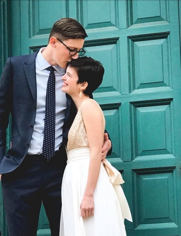 wedding blue suit blue polka dot tie