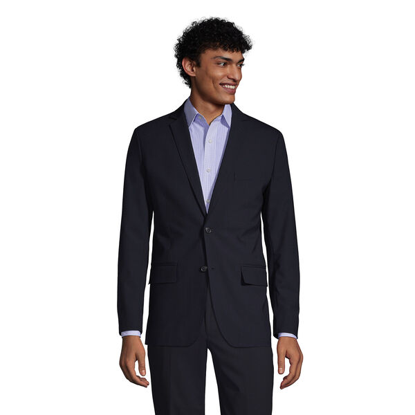 a man wearing a blazer over a button front shirt