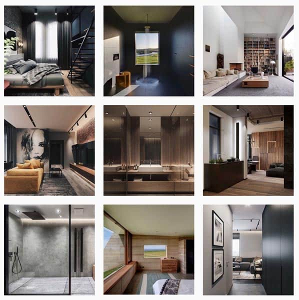 A collection of 9 photos of interior design on instagram