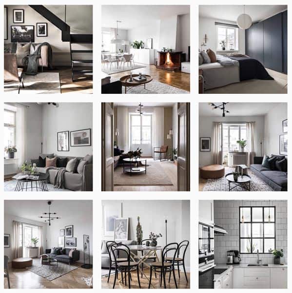 9 photos showing interior photos on instagram