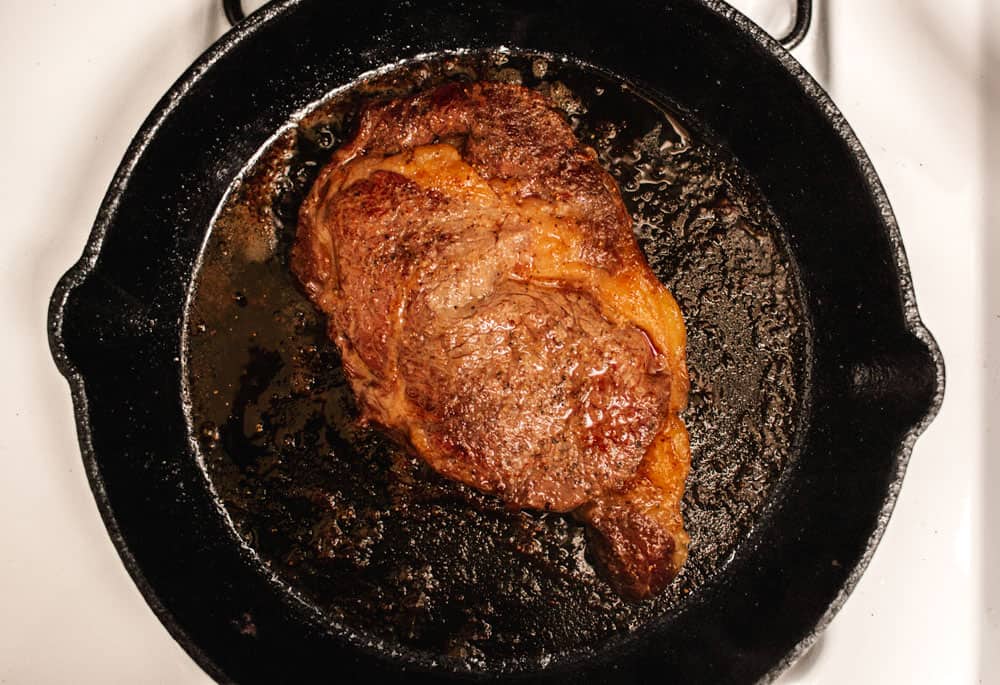 seared-steak seared steak in pan