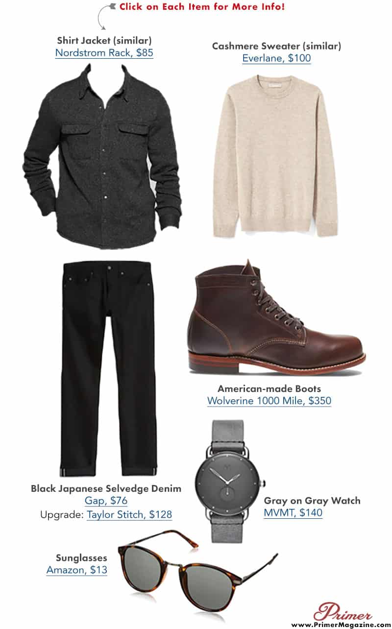 shirt jacket cpo outfit idea neutral men