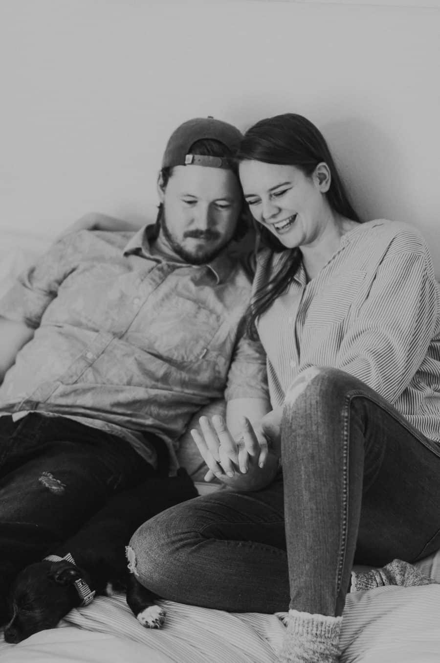 Image of black and white photo of happy couple