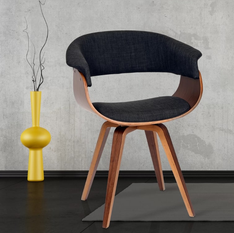 Image of Armen Living LCSUCHWACH Summer Chair in Charcoal Fabric and Walnut Wood Finish